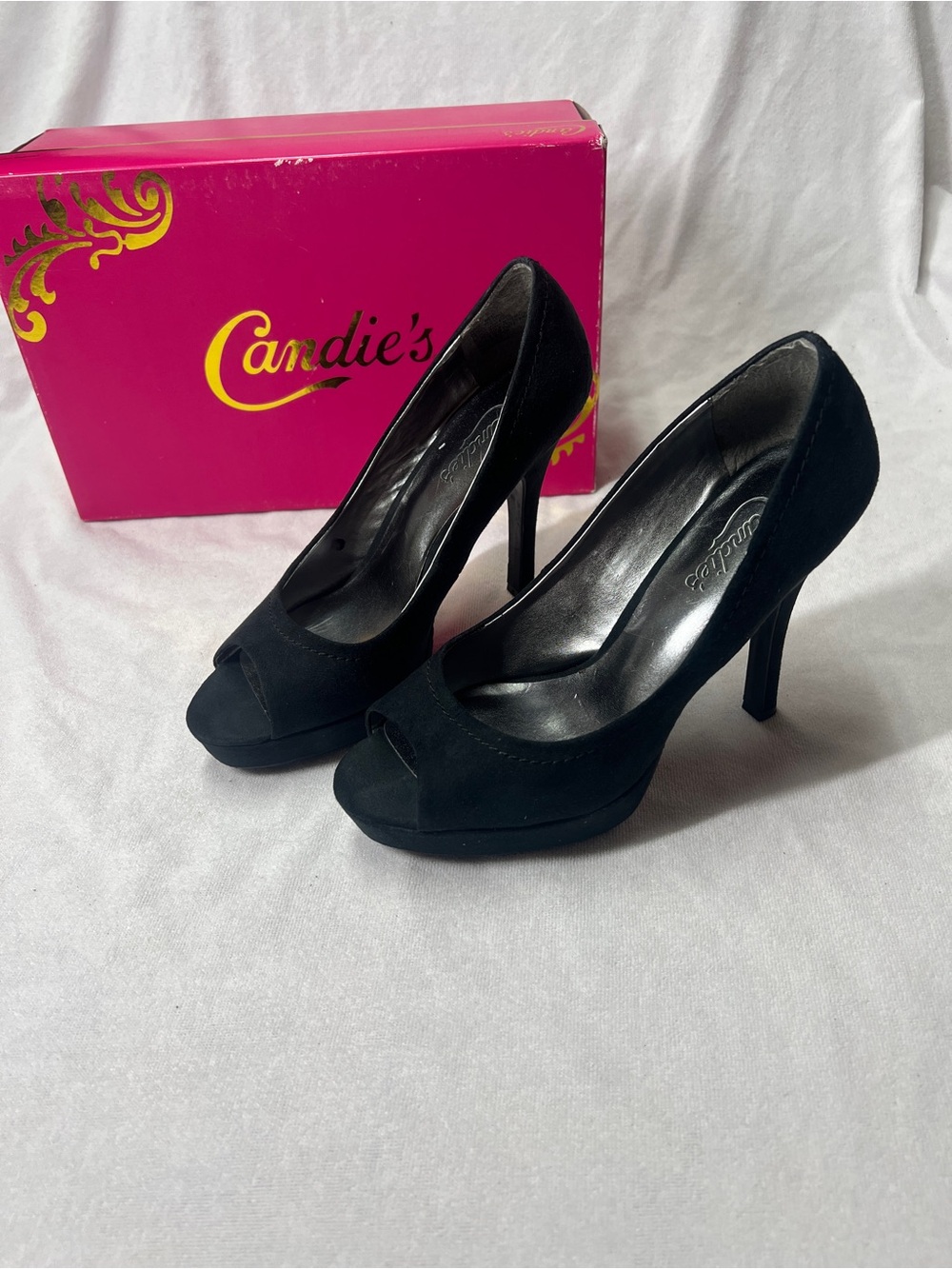 Candie's Yunnis Black Peep Toe Platform Heels Pumps – Size 7